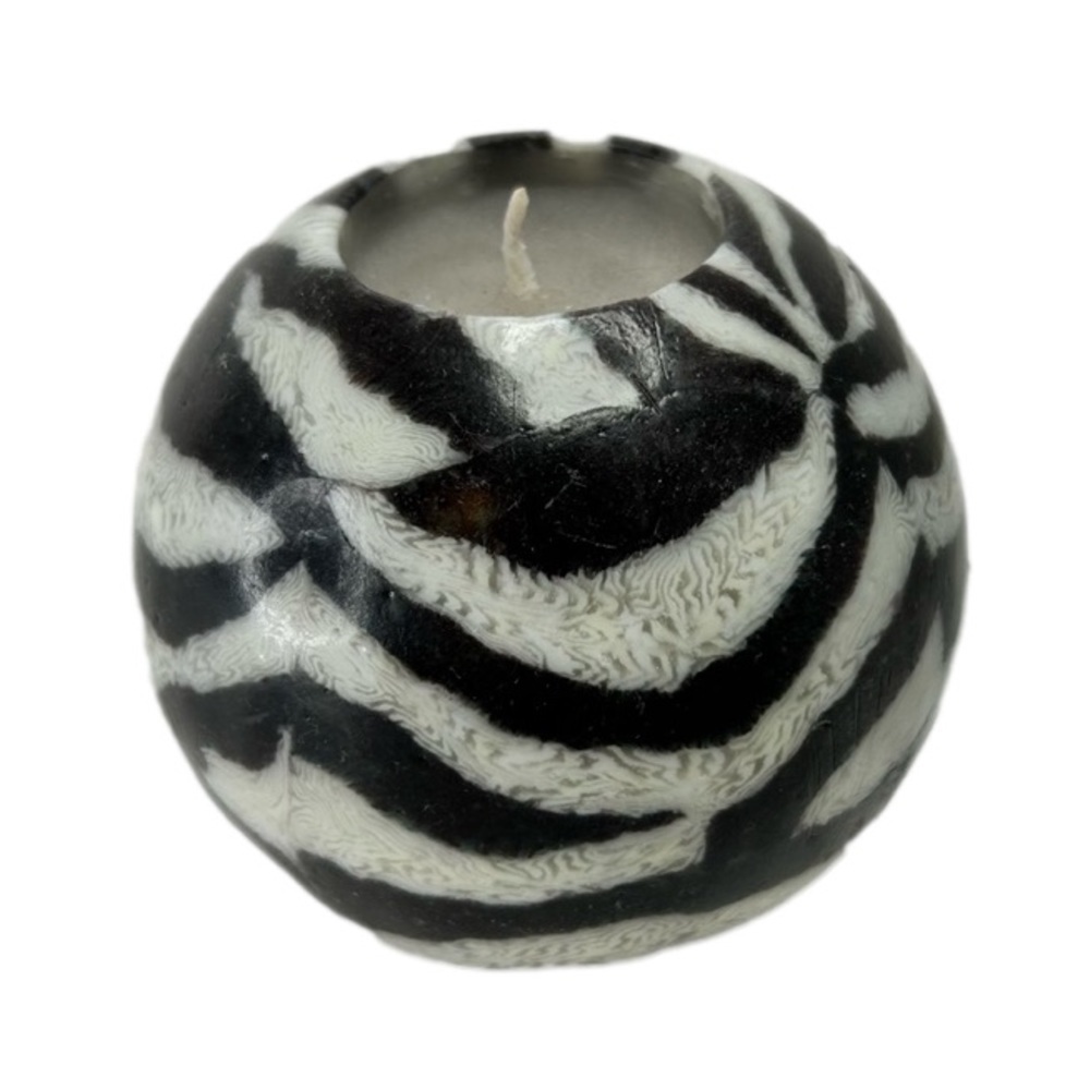 Zebra Print Black White Wax Candle Unscented 12”